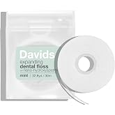 Davids Expanding Dental Floss Refillable Dispenser No Break Waxed 66 yd | Vegan &amp; Kid Friendly, Woven Strands with Hydroxyapatite, Cocoa Butter &amp; Mint Coating, Compatible with Davids Refills