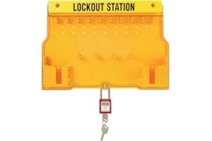 Boviisky Lockout Tagout Station, Loto Station for 10 Safety Padlocks, Lockout and tagout Station with 1 Padlock and no Other Equipment, Wall Mounted Lockout and tagout kit with Cover for Storage.…