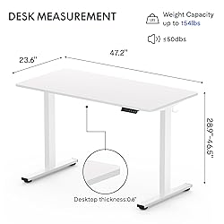 FLEXISPOT One-Piece Electric Standing Desk, 48 x 24