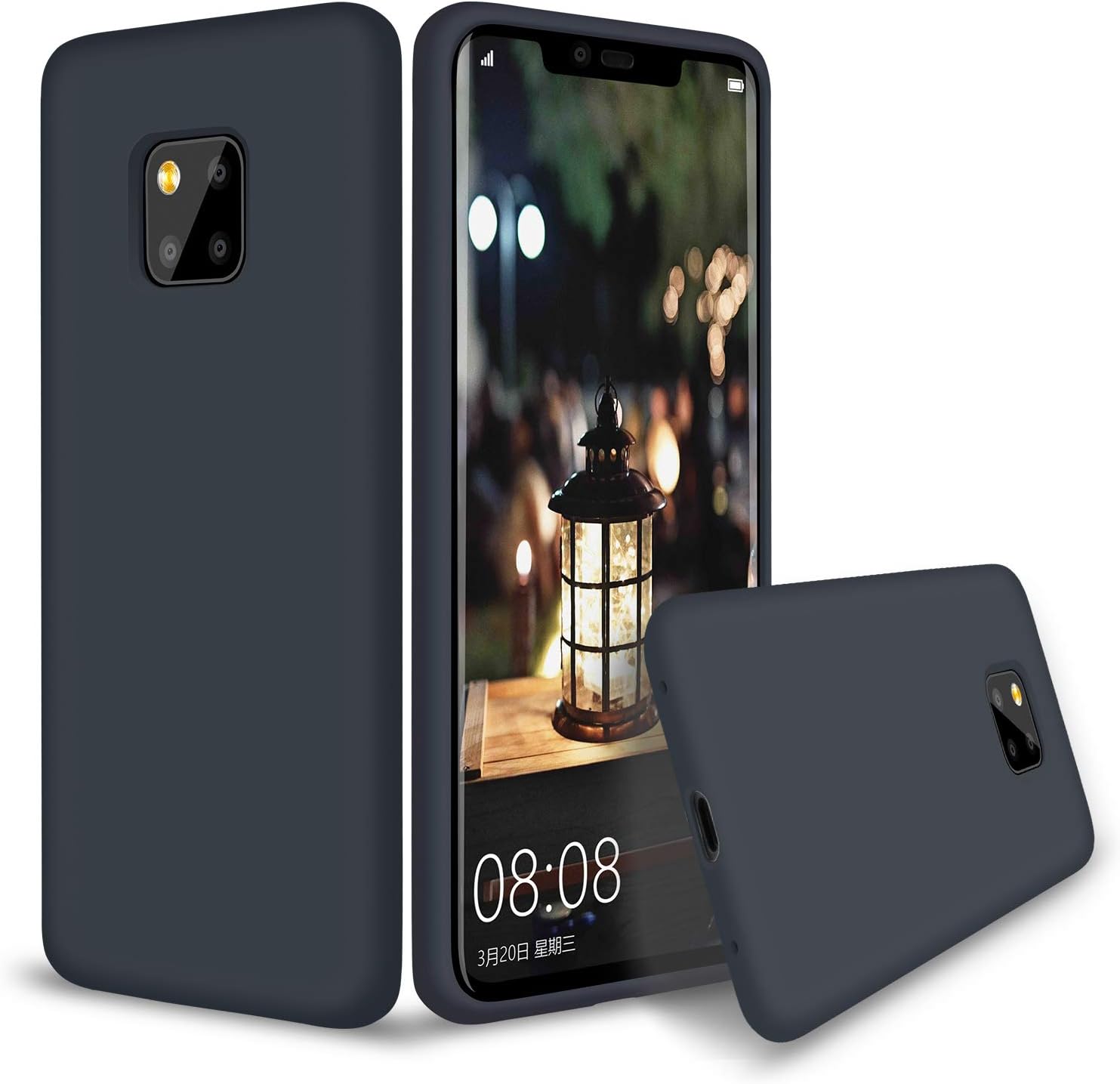 Abitku Huawei Mate 20 Pro Case, Liquid Slim Thin Silicone Gel Rubber Shockproof Case Soft Microfiber Cloth Lining Cushion Full Body Protective for Huawei Mate 20 Pro 6.3 Inch (2018), Midnight Blue