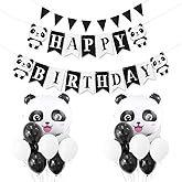 Birthday Party Decorations Supplies,Panda Themes HAPPY BIRTHDAY Banner and Aluminum Foil Balloons,Latex Balloons for Children Birthday Party Kids Nursery Bedroom Decor