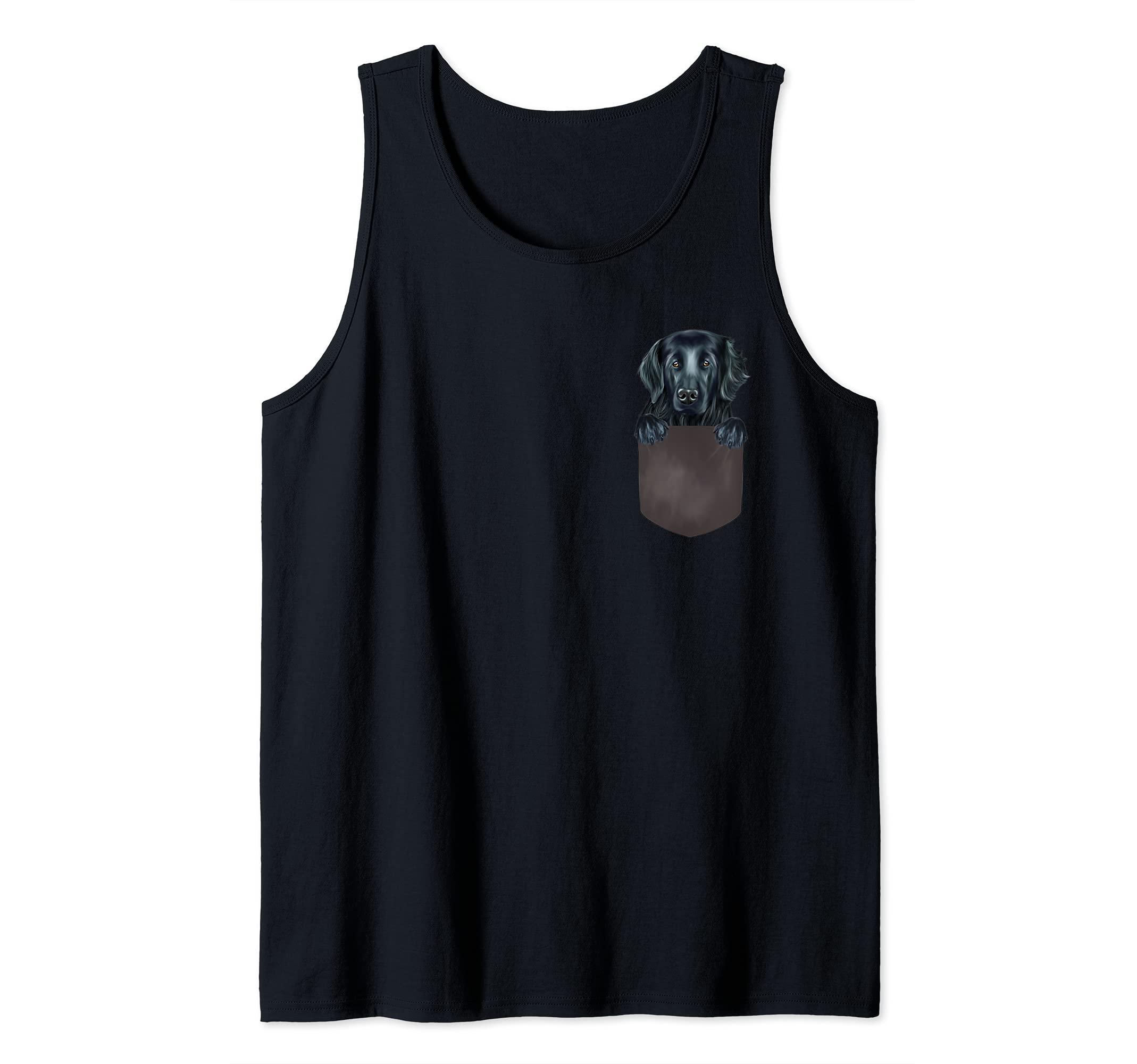 Dog In Pocket Funny Dog Lover Flat-Coated Retriever Tank Top