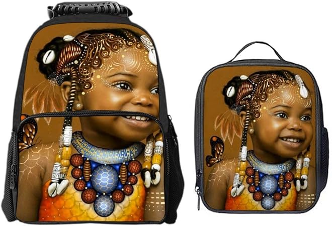 african american little girl backpacks