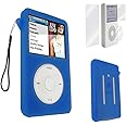 for iPod Classic Case, Silicone Skin Case Cover for Apple iPod Classic 6th 7th 80GB, 120GB Thin 160GB and iPod Video 5th 30gb + Screen Protector & Lanyard-10.5mm Thickness Thin Version(Blue)