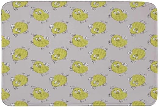 Kinhevao Graue und gelbe rutschfeste Türmatte, skizzenhaftes