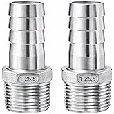 Happyreise Stainless Steel Hose Barb Fitting,1" Hose Barb to 1" Male NPT, for Water Fuel Air (Pack of 2)