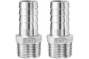 Happyreise Stainless Steel Hose Barb Fitting,1" Hose Barb to 1" Male NPT, for Water Fuel Air (Pack of 2)