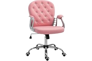 Vinsetto Office Chair, Comfortable Computer Desk Chair with Padded Seat and Adjustable Height, Tufted Back, Pink