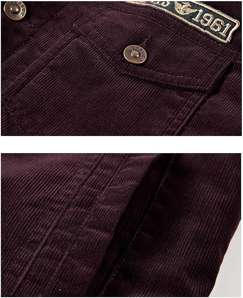 Lavnis Men's Corduroy Trucker Jacket Casual Stand Collar Button Down Fleece Denim Jacket at  Men’s Clothing store