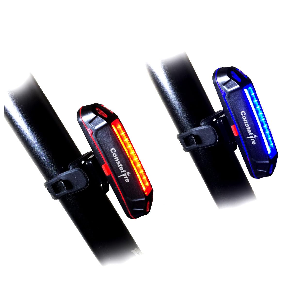 2 Pack Bike Tail Light Rechargeable USB,Rear Bike Light bicycle COB LED Lights,High Capacity Longer Run-time Rear Cycling Safety light Flashers Waterproof Cycling Taillight 5 Modes (RED & BLUE)