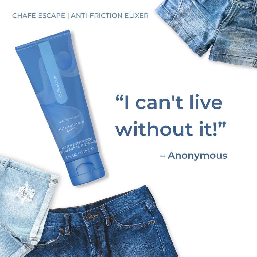 Pure Romance Chafe Escape, Protective Anti-Friction Cream-to-Powder Lotion to Reduce Friction and Irritation from Chafing, 3 Fl Oz