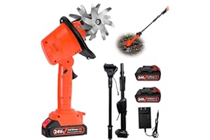 Cordless Electric Tiller for Gardening, 24V Battery Powered Mini Cultivator with 2×1.5AH Batteries & Charger, 10cm Tilling Wi