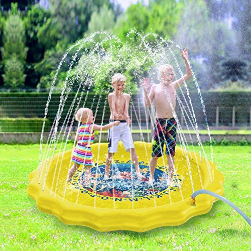 HISTOYE Splash Pad for Toddlers Kids Sprinkler Summer 63" Large Size Sprinkle Play Mat Outdoor Fun Lawn Water Mat Toy Age 3-5 Toys Wading Pool for Girl Boy Babies - Thumbnail 5