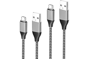 OLORT 15FT Extra Long Charger Cable for PS4 Controller Durable Nylon Braided Micro USB Fast Charging and Data Sync Cord Compatible with Playstation 4,Xbox One S/X Console,lg stylo 3 and More 2Pack Gray