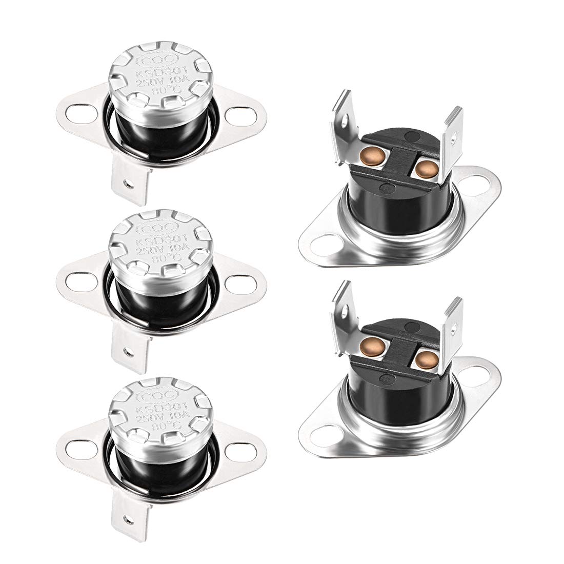 sourcing map KSD301 Thermostat 80°C/176°F 10A N.C Adjust Snap Disc Temperature Switch for Microwave,Oven,Coffee Maker 5pcs,Bakelite Material