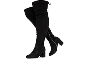 RF ROOM OF FASHION Women's Wide Calf Wide Width Block Heel Stretchy Over The Knee Boots - Plus Size Friendly