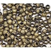 500 Antique Bronze Crimp Beads Stopper Small Tiny Brass Spacer Loose Beads 1.5mm (0.06 Inch) for DIY Craft Jewelry Making CF97