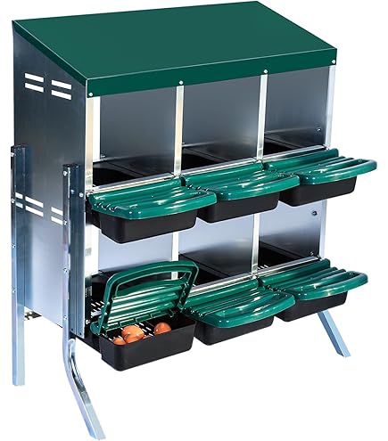 Galvanized Steel Chicken Nesting Box With Roll-Away Egg Tray Ventilation Wall Stand Mount 6 8 10 Hole Hen Coop Laying Box