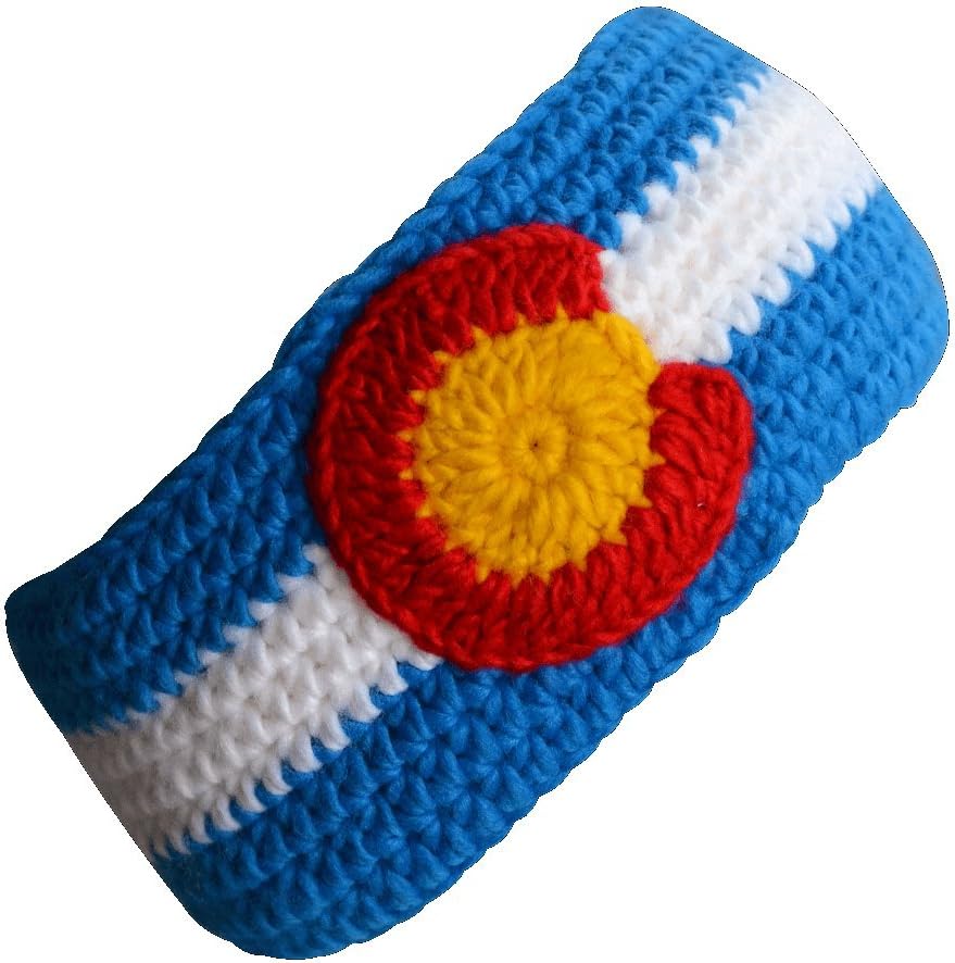Light Blue Crochet Colorado State Flag Headband with Ultra Comfortable Fleece Liner