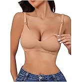 OYOANGLE Women's Maternity Nursing Bra Wireless Padded Push Up Scalloped Pregnancy Bras