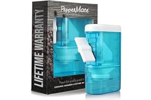 PepperMate Traditional Pepper Mill Manual High Volume Peppercorns and Salt Grinder with Ergonomic Turnkey Handle and Ceramic Precision Mechanism with Adjustable Grind for the Gourmet Chef (Aqua)