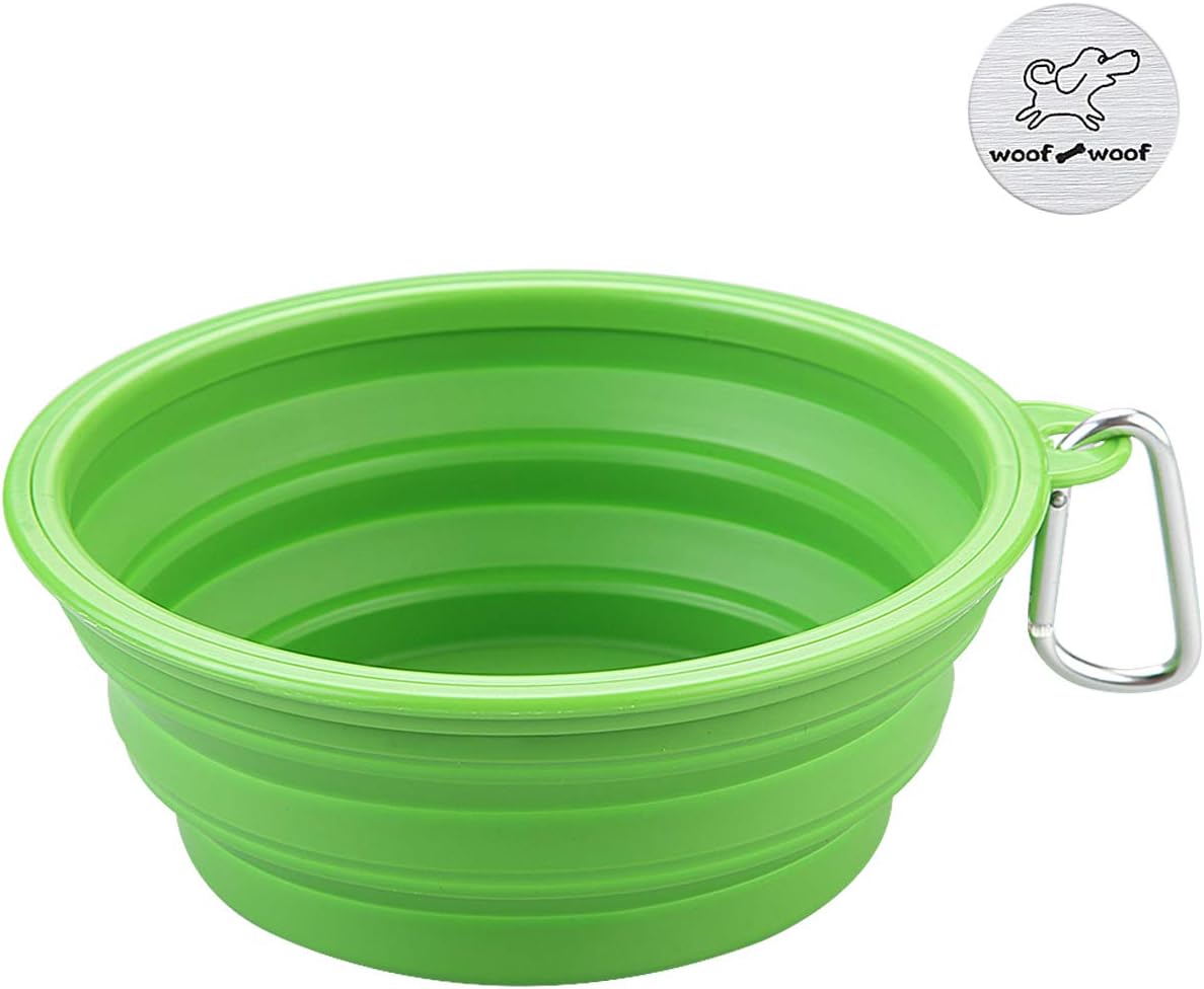 WoofWoof Large Collapsible Dog Bowl, Travel Dog Bowl for Small to Large Dogs(Green)
