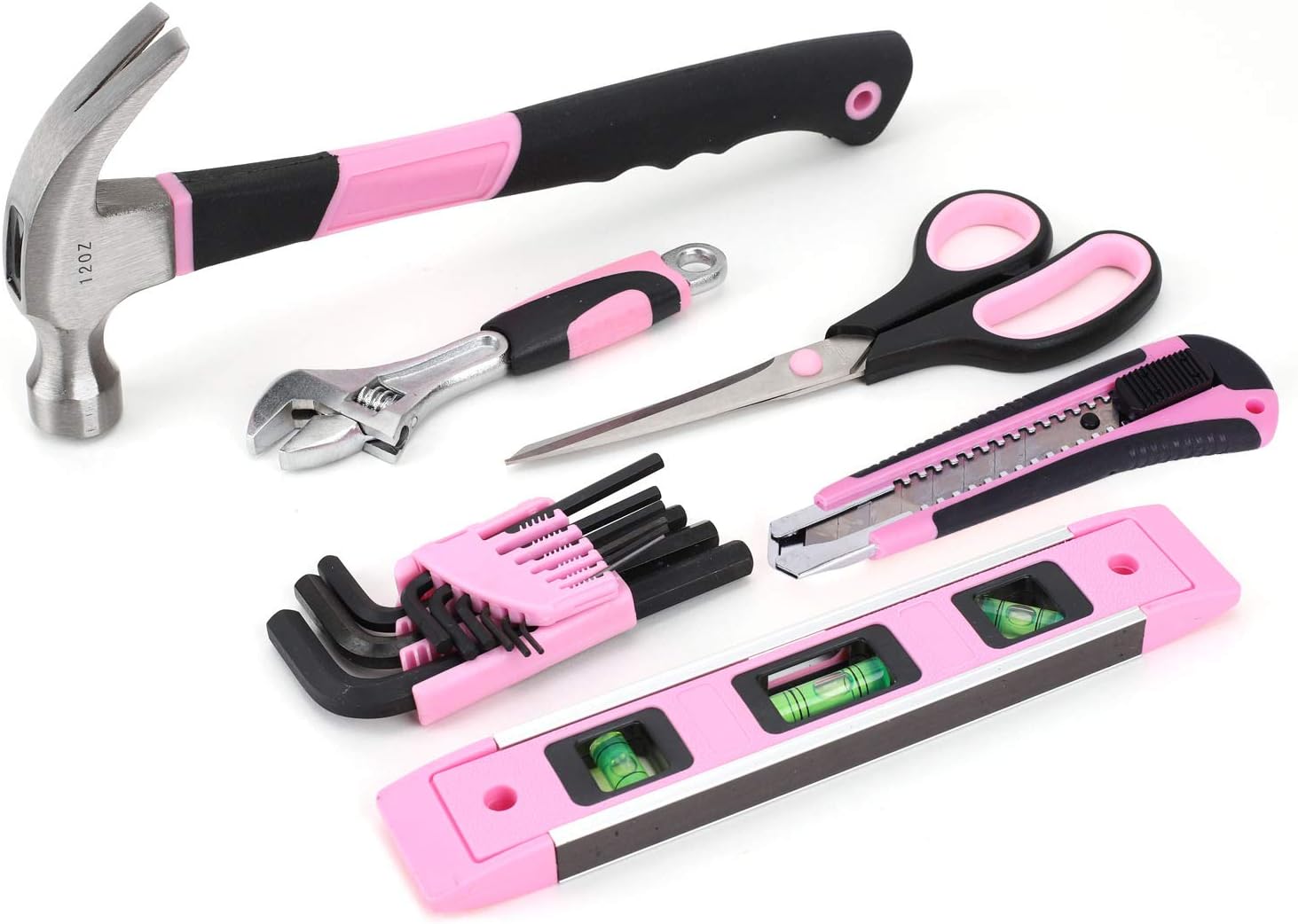FASTPRO Pink Tool Set, 220-Piece Lady's Home Repairing Tool Kit with 12-Inch Wide Mouth Open Storage Tool Bag - - 