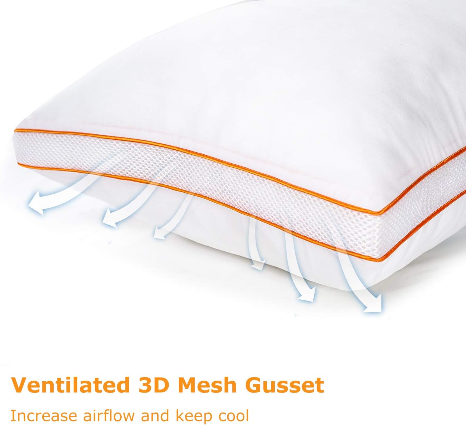 Maxzzz Pillows for Sleeping 2 Pack, Down Alternative Bed Pillow Standard Size, Hypoallergenic 3D Mesh Gusseted Pillow with Plush Fiber, Breathable and Soft Pillow for Side and Back Sleepers: Home & Kitchen