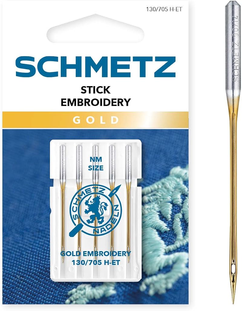 Schmetz Gold Embroidery Needle 75/11 130/705 H-ET 5Pk Flat Shank
