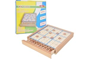 TNFEEON Wooden Sudoku Toys, Wooden Puzzle Sudoku Chess Board Game with Drawer Intelligence Logical Development Educational Toys for Kids Adult