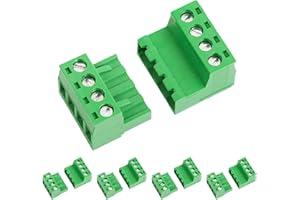 ATMLCOER 5Pairs 4 Pin 5.08mm Pitch Screw Terminal Block Connector Pluggable with Phoenix Plug for 28-12AWG Cable (5pairs, 5.08mm - 4P)