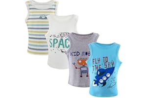 Bhyzdi Boys Round Neck Vest Undershirt Underwear Sleeveless Breathable T-Shirt Kid Cotton Tank Tops Children Plain 2-10 Years