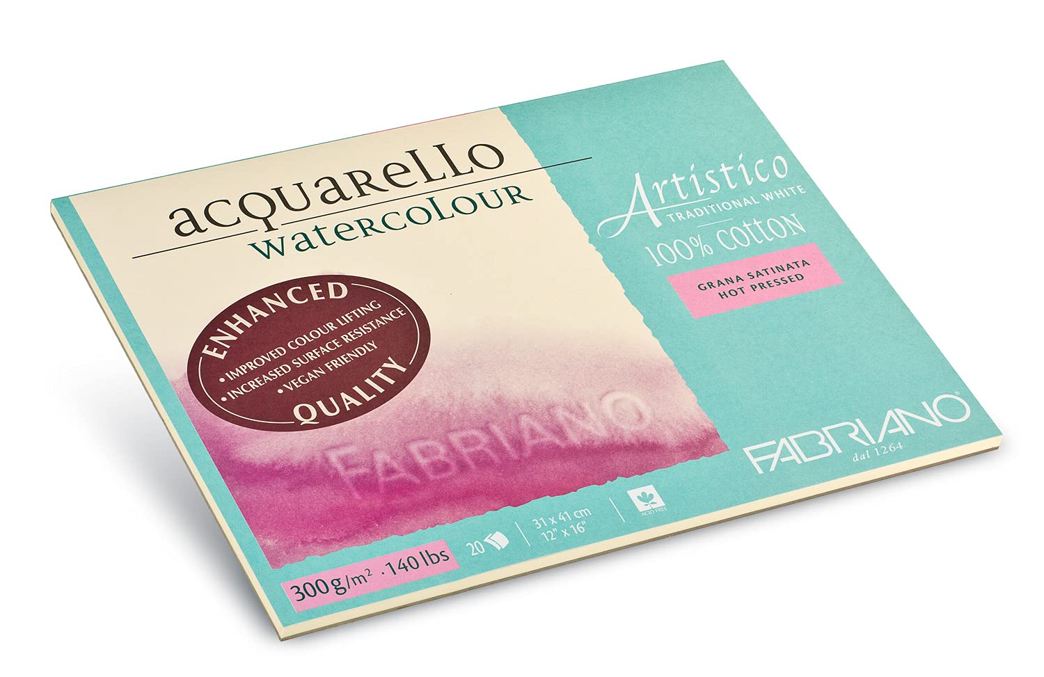Fabriano Artistico Watercolor Block, 12" x 18", Traditional White