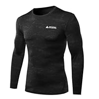 AMZSPORT Men's Long Sleeve Compression Top Cool Dry Tight Baselayer ALL SEASON for Running Training
