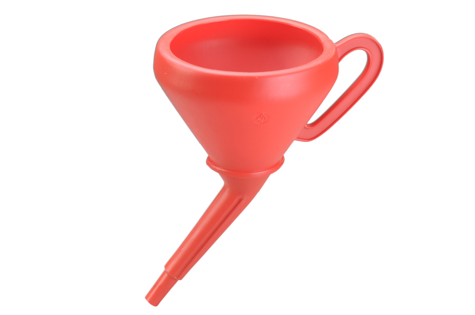 hünersdorff Universal funnel 205 mm with handle, splash guard and strainer, red, HD-PE, made in Germany