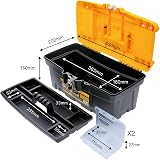 TOUGH MASTER Tool Box Professional Heavy Duty 16in Portable Black Yellow view 2