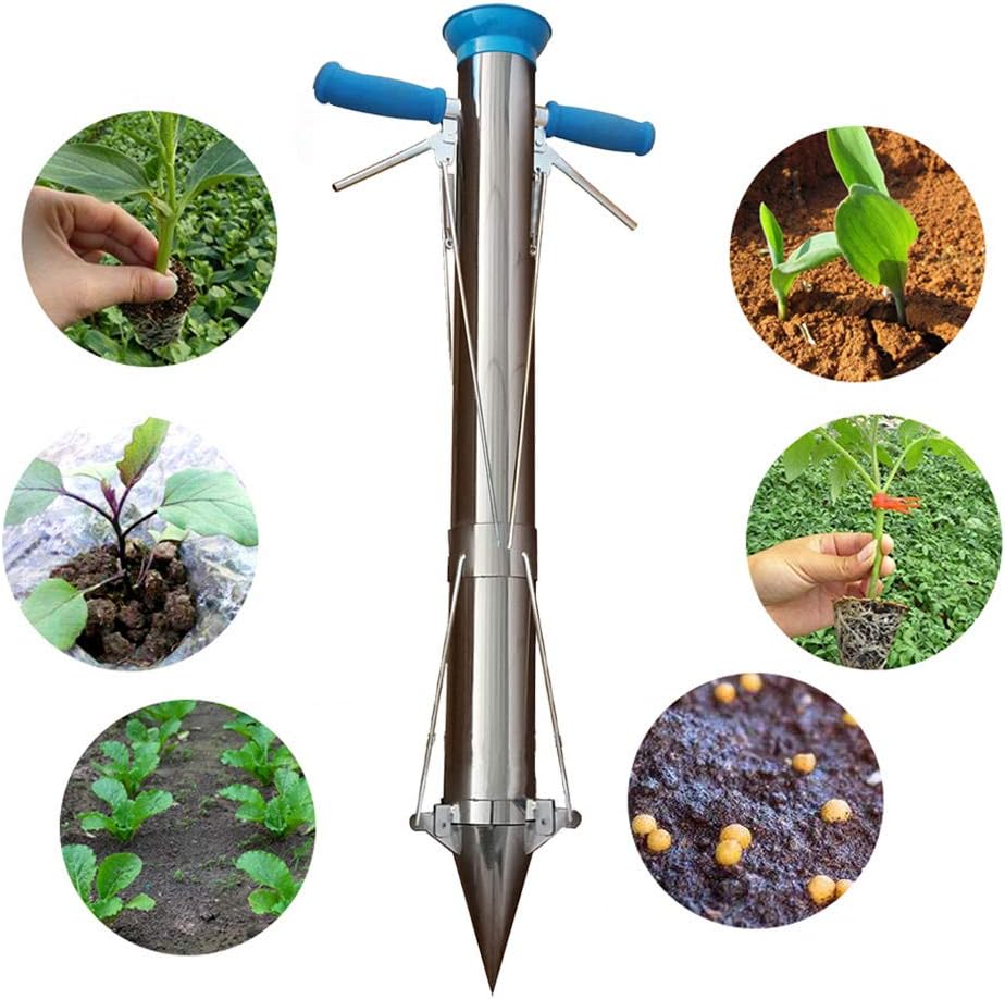 Bulb Planter Tools and Vegetable Seedling Transplanter two handles with gift Bean seeder