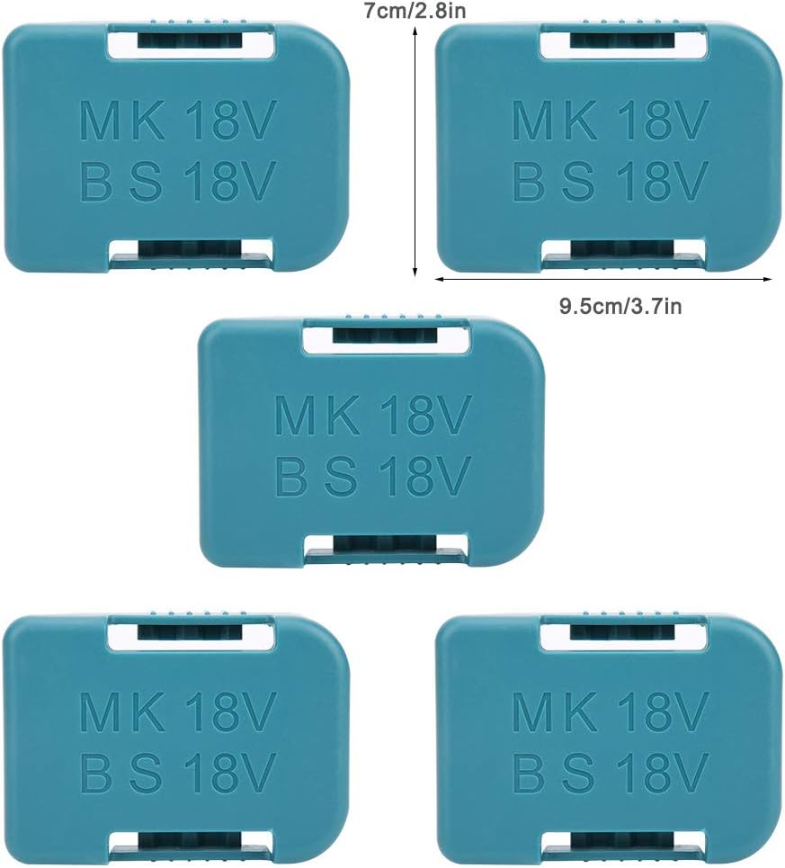 5-Pack Battery Storage Rack & Holder Case for 18V Tools - Durable Battery Organizer in Cyan - Image 3