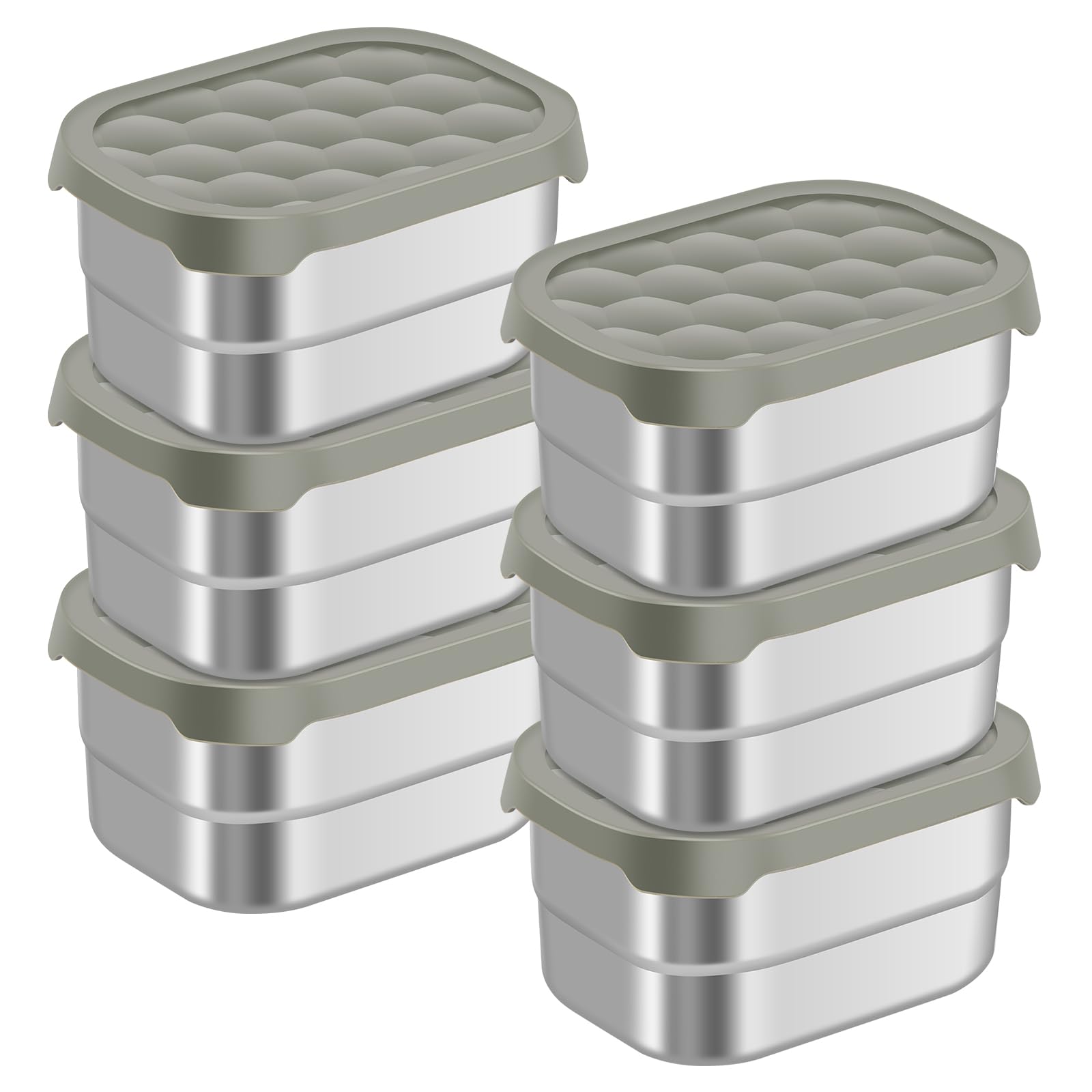 Photo 1 of LSCSJUNS 6Pcs Stainless Steel Food Storage Box Reusable Storage Box with Silicone Seal Lid Easy to Use Container Machine Washable Refrigerator Freezer Suitable for Fruits