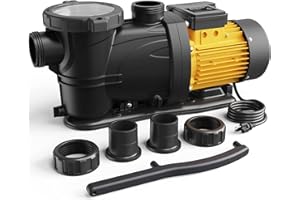 Acquaer 2 HP Pool Pump, 7860 GPH 115V Above Ground Inground Swimming Pool Pump, High Flow Energy-Efficient Single Speed Self Priming Pool Pump with Strainer Basket