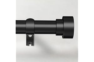 Time Forest Black Curtain Rods for Windows 32 to 120 Inch (2.6-10 Feet), 1 Inch Diameter Adjustable Heavy Duty Curtain Rod, Modern Style Indoor Outdoor Long Window Drapery Rods with End Caps