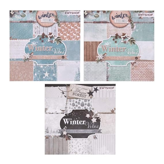 ewtshop® 3 x Motivblock mit je 36 Blättern einseitig Bedruckt, Designpapier, Bastelpapier, Dekorpapier, 108 Blätter, 27 Desig