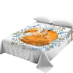 Sleepwish Watercolor Sleeping Fox Flat Sheet Red