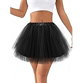 Ammiko Women Teens Tutu Adult 4 Layered Tulle Skirt Fluffy Dance Tutus Lined Elastic Halloween Costumes Running Party