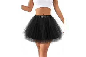 Ammiko Women Teens Tutu Adult 4 Layered Tulle Skirt Fluffy Dance Tutus Lined Elastic Halloween Costumes Running Party