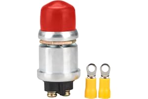 Weasch Push Button Starter Switch, 12V / 24V 50A, Waterproof Push Button Switch, for Car Marine Boat Truck Tractor Engine (1, Red)