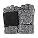 Bodvera Thermal Insulation Fingerless Texting Gloves Unisex Winter Warm Knitted Convertible Mittens with Flap Cover LG