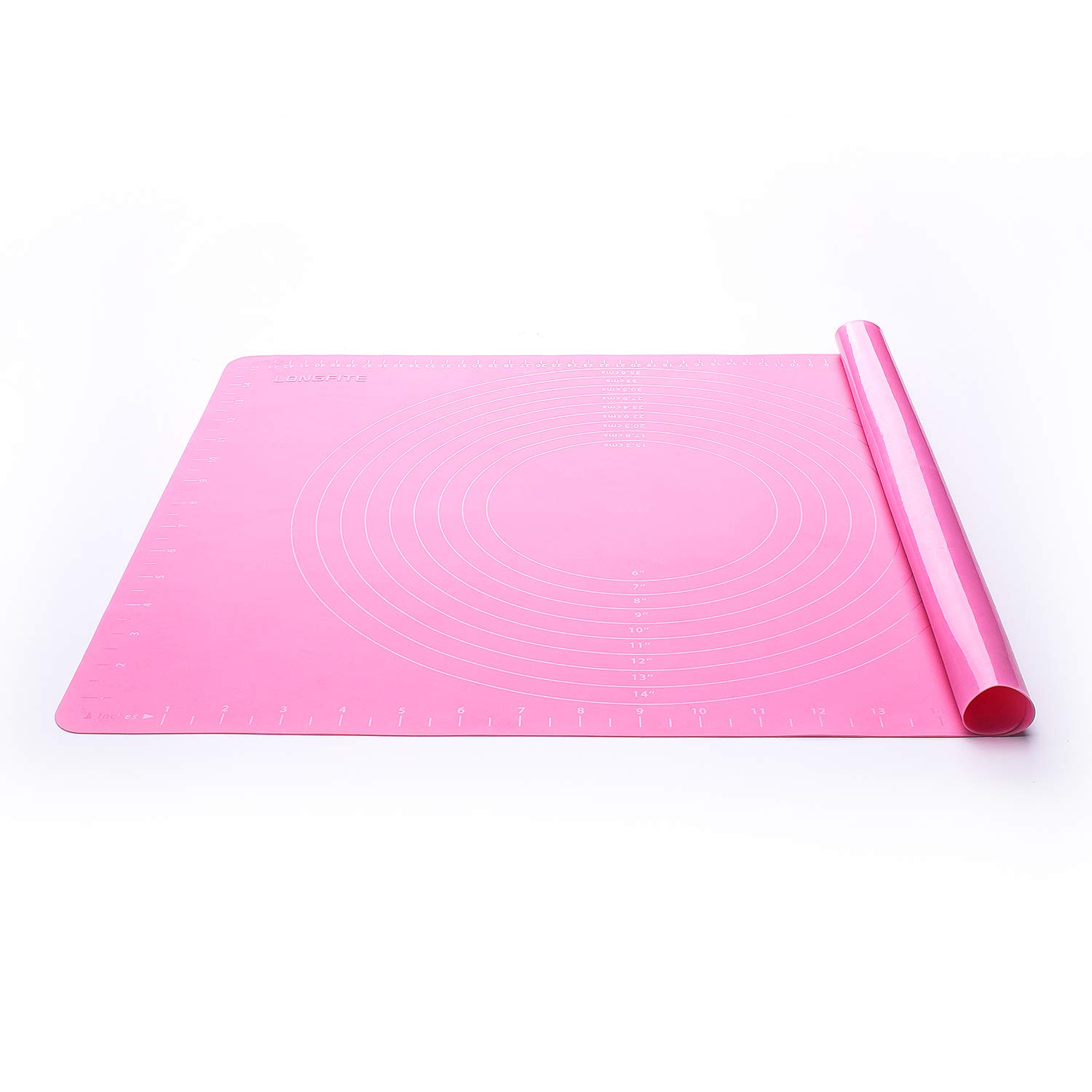 LONGFITE 24''x20'' Extra Large Silicone Baking Mat, Multipurpose Nonstick Pastry Mat, Heat Resistant Nonskid Table Mat Countertop Protector (Extra Large Pink with Scale)