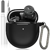 LDSXAY Compatible with Google Pixel Buds 2a Case Cover, Soft Silicone Shockproof Protective Skin Case for Google Pixel Buds 2a 2025 with Cleaner Kit & Carabiner (Black)