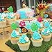 30pcs Moana Inspired Cupcake Toppers Birthday Party Decoration Boat Sail Swirls Hooks Hawaiian Flower Leaves for Tropical Luau Summer Party Baby Shower